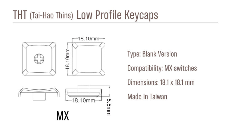 Tai-Hao Purple THT 18 Key ABS Low Profile (*) MKUBOPUBG4 |61899|