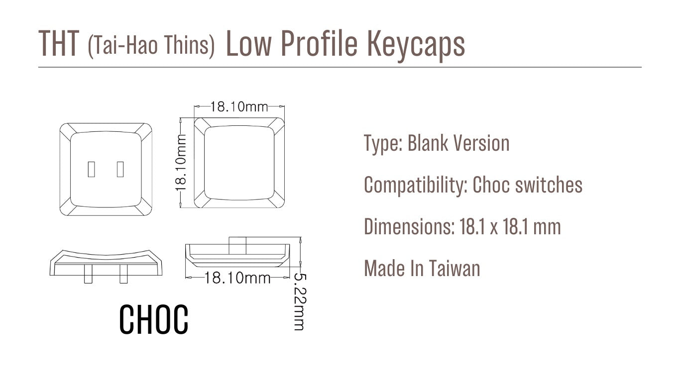 Tai-Hao Baby Blue THT Blank 18 Key ABS Low Profile Keycap Set