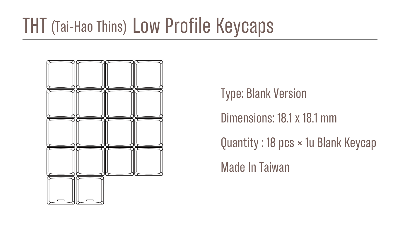 Tai-Hao Deep Mocha 18 Key PBT Low Profile Keycap Set (*) MKJJJFZPMZ |61929|