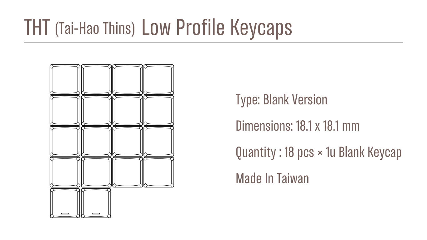 Tai-Hao Baby Blue THT Blank 18 Key ABS Low Profile Keycap Set