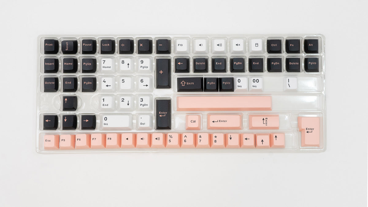 Meko Pink / Black / White 147 Key Cherry Profile Double Shot PBT Keyca