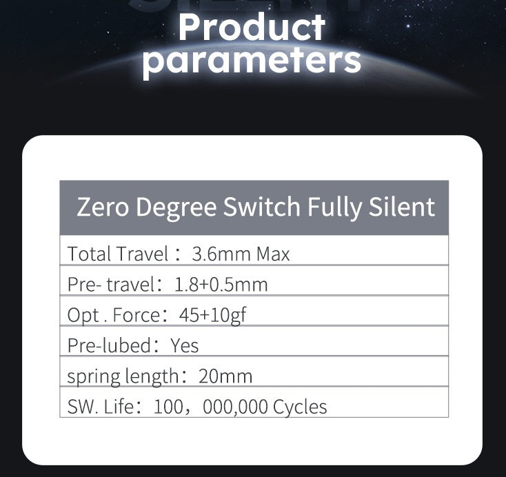 Gateron Zero Degree Switch Fully Silent 45g Silent Linear PCB Mount MKHM562JTG |62160|