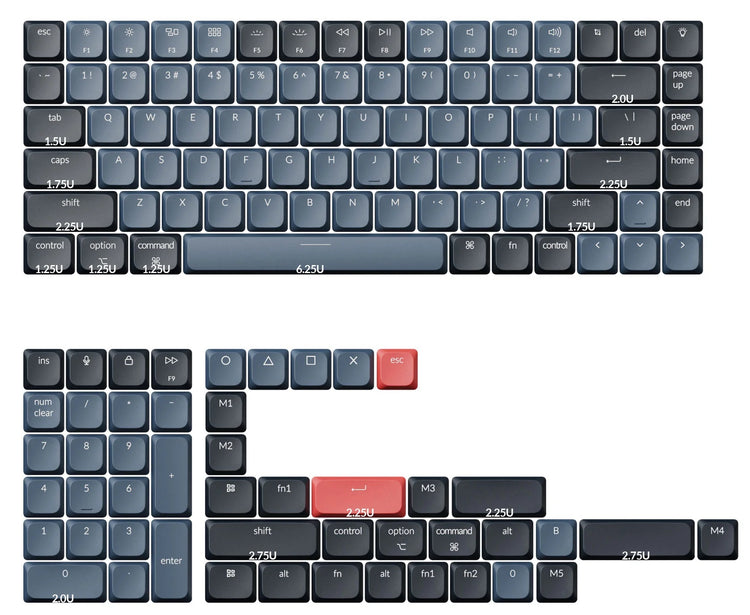 Keychron Black and Grey 135 Key Low Profile ABS Backlit MK17EUU2CB |0|