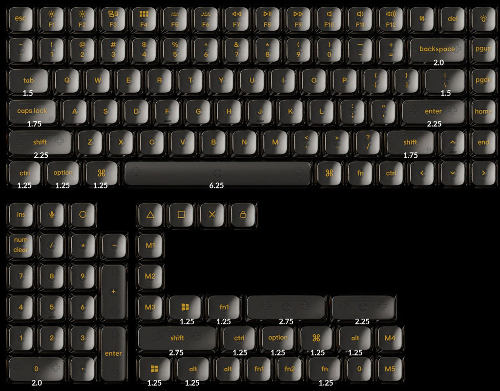 Keychon Function Key Keychron Black Translucent 129 Key LSA Profile ABS Keycap Set