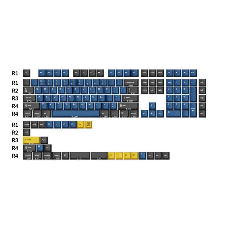 Keychron Blue / Black / Yellow 143 Key Cherry Profile Double Shot PBT MKI7IM2SGR |62659|