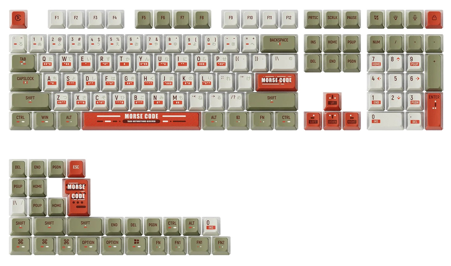 Keychron Morse Code 137 Key OEM Profile Dye Sub PBT Keycap Set