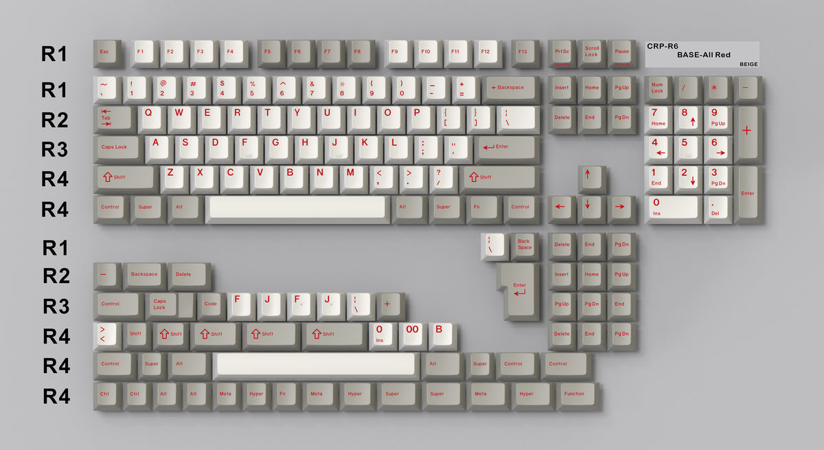 HammerWorks CRP All Red Base 162 Key Cherry Profile Dye Sub Keycap Set