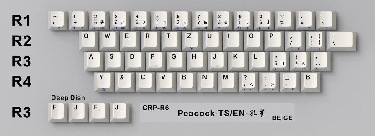 HammerWorks CRP Peacock Alphas 54 Key Cherry Profile Dye Sub Keycap Se