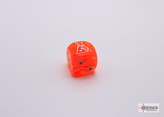 Chessex Translucent Neon Orange / White 7 Die Set with Bonus Die MKSPFV2DSN |63790|