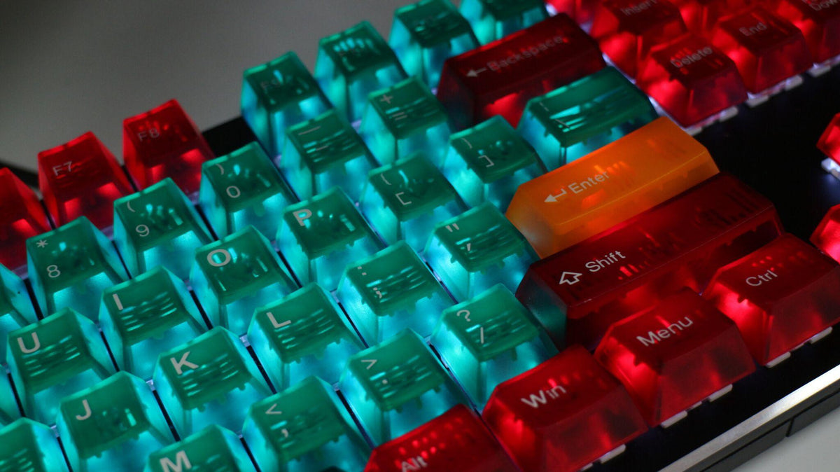 Tai-Hao Green & Red Translucent 152 Key Cubic Profile Double Shot ABS