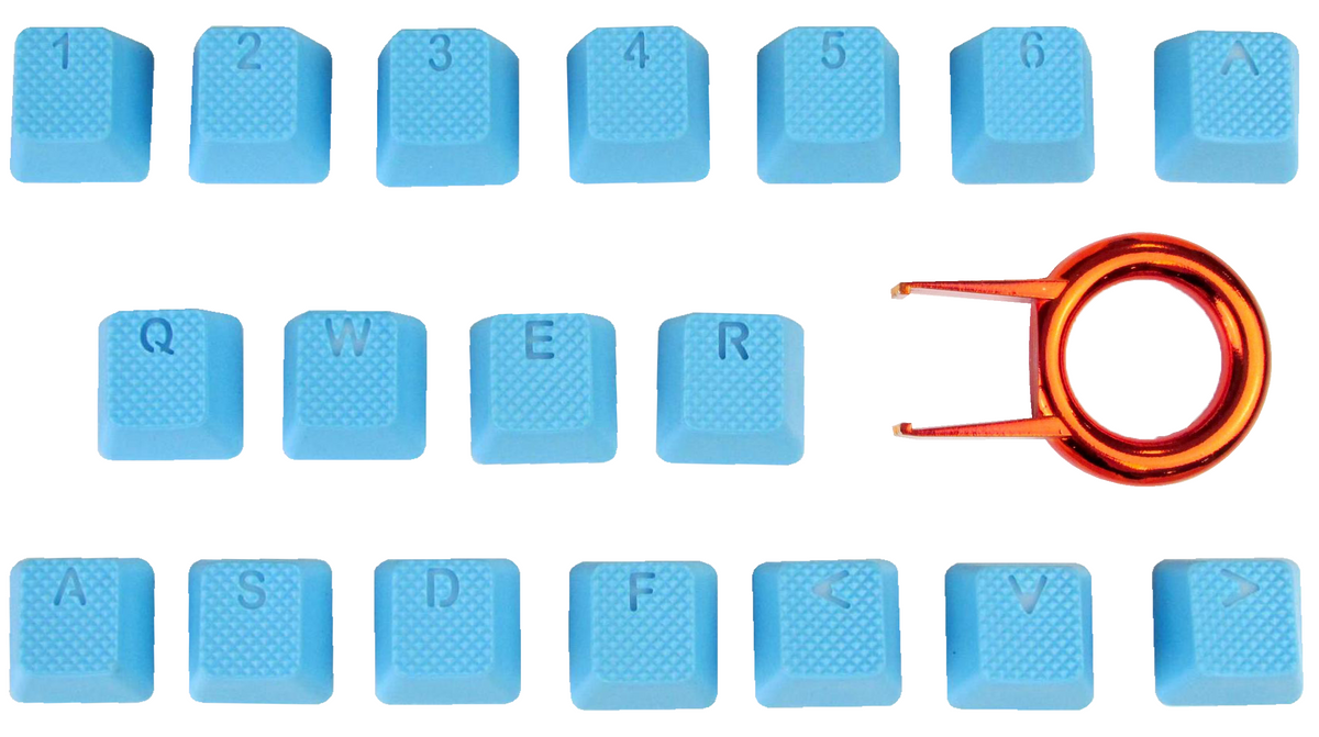 Tai-Hao Neon Blue Backlit 18 Key OEM Profile Double Shot TPR Rubber Ke