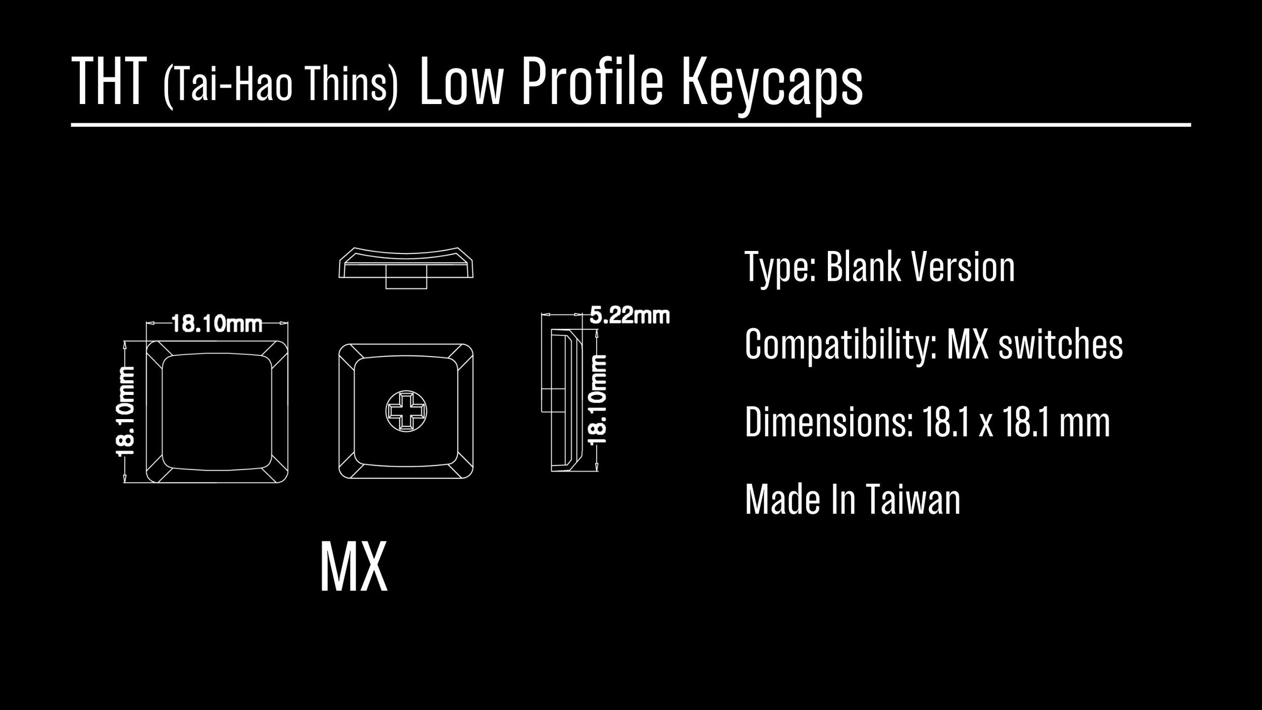 Tai-Hao Black Backlit THT 65 Key Double Shot PBT Low Profile (*) MK6A5YD281 |67038|