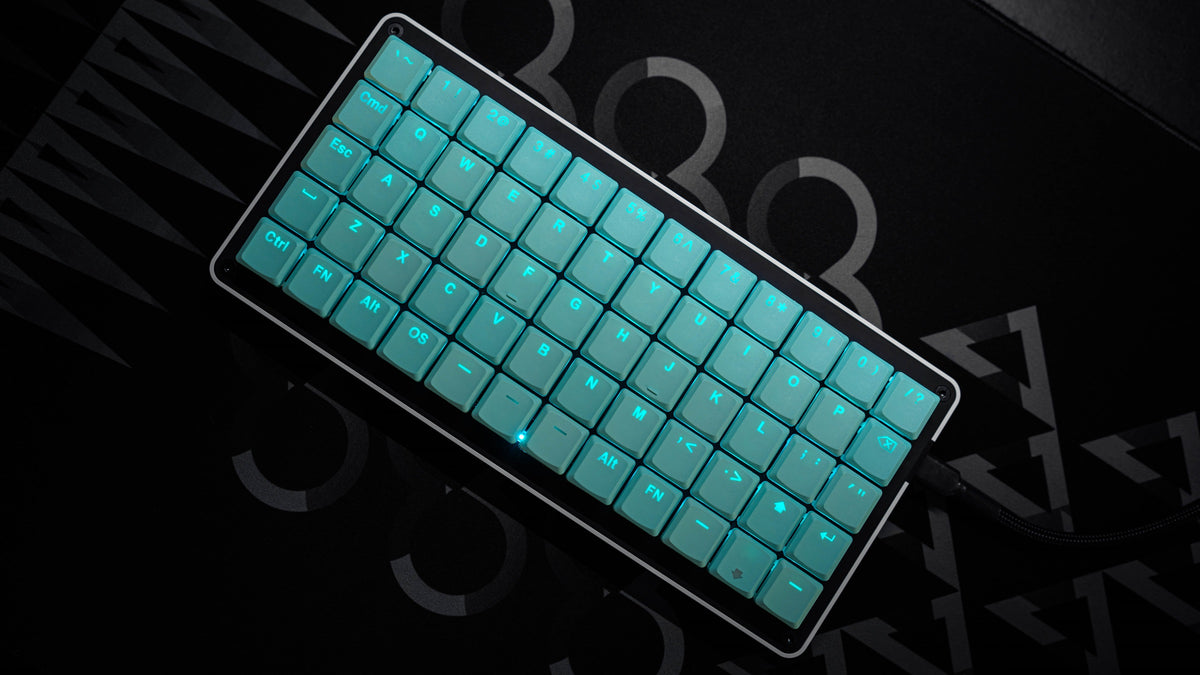 Tai-Hao Mint Blue THT Backlit 65 Key Double Shot PBT Low Profile Keyca