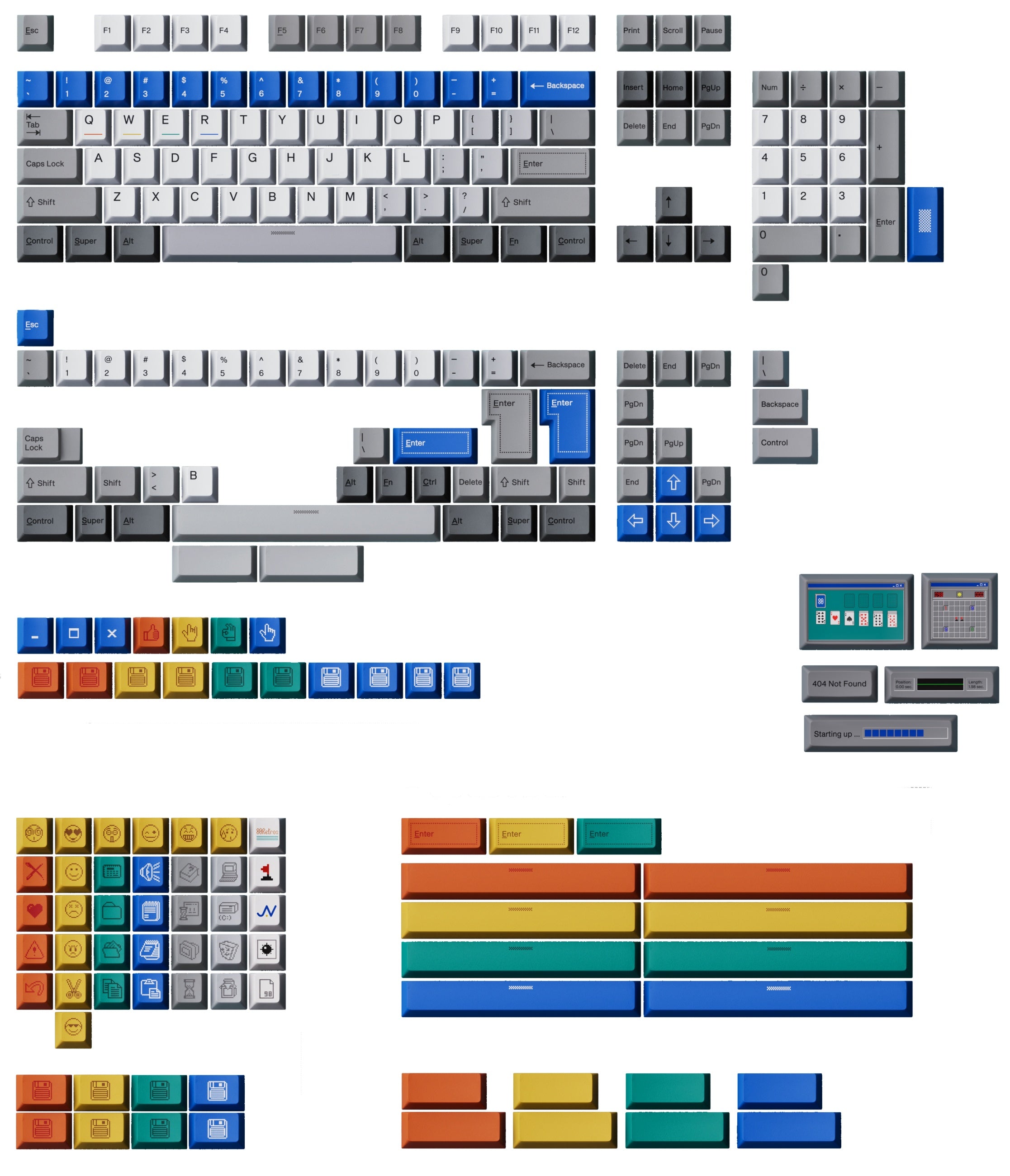 80Retros Win 1998 245 Key Cherry Profile PBT Keycap Set MK0SJ3AOIB |0|