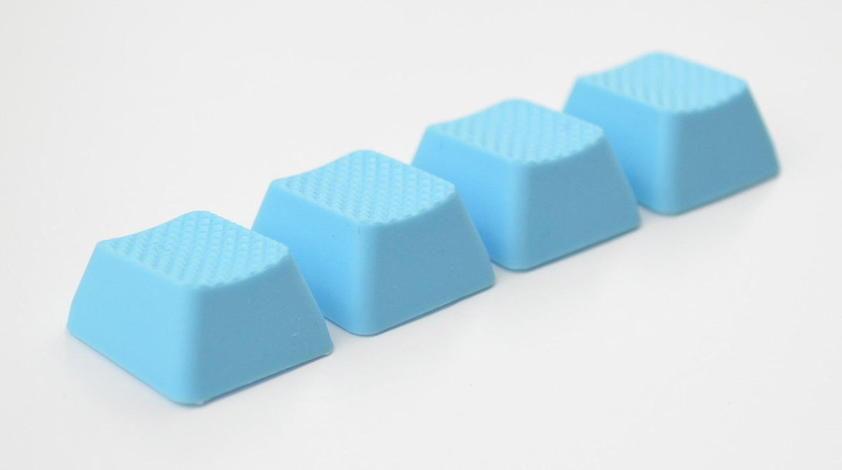 Tai-Hao Neon Blue Row 3 Blank 4 Key OEM Profile TPR Rubber Keycap Set
