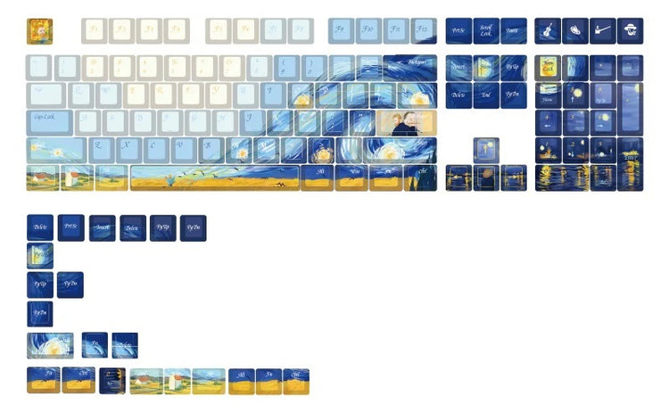 Varmilo Van Gogh 130 Key Dye Sub PBT Keycap Set MKPREUNUV6 |0|