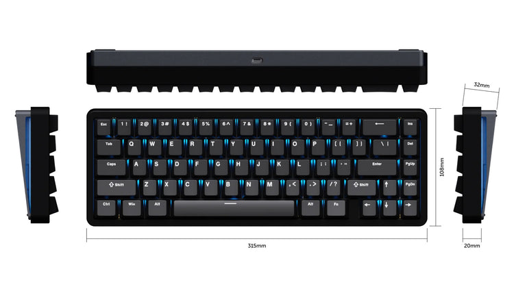 Chilkey ND65 Jet Black Aluminum Hotswap * Keyboard MKQT9HSY0E |70029|