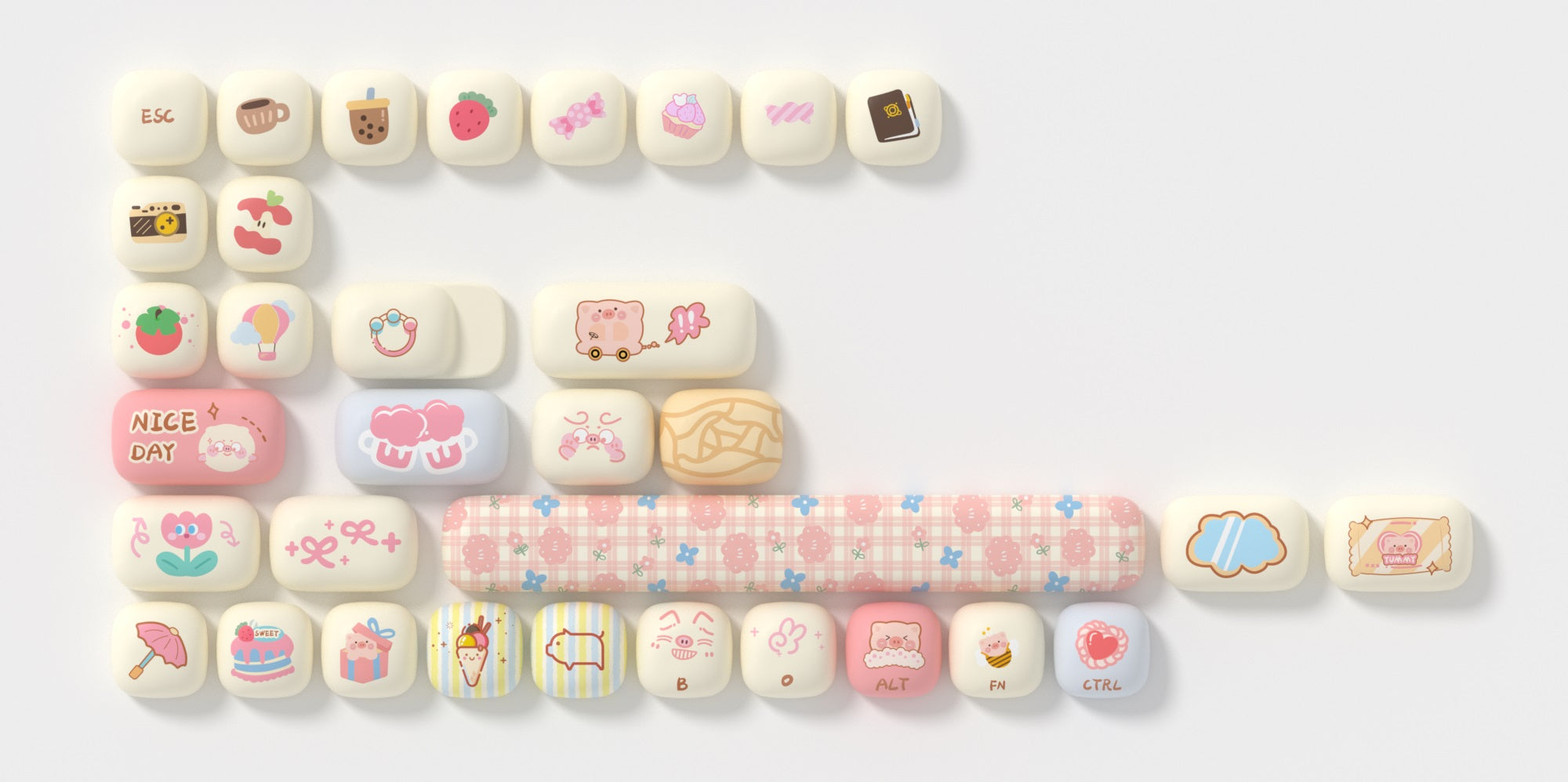 Akko Piggy Party 139 Key MOG Profile Dye Sub PBT Keycap Set MKH37DSFLK |70473|