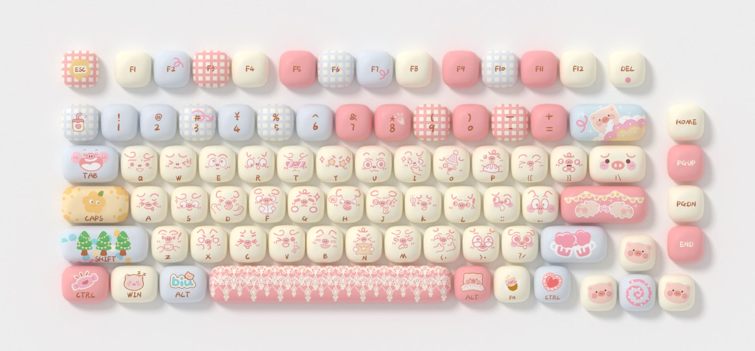 Akko Piggy Party 139 Key MOG Profile Dye Sub PBT Keycap Set MKH37DSFLK |70481|