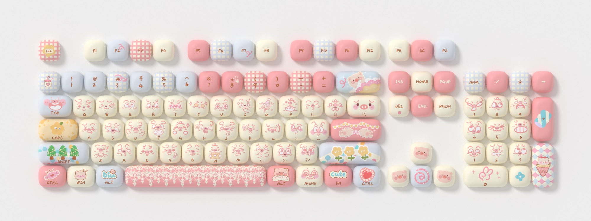 Akko Piggy Party 139 Key MOG Profile Dye Sub PBT Keycap Set MKH37DSFLK |70483|