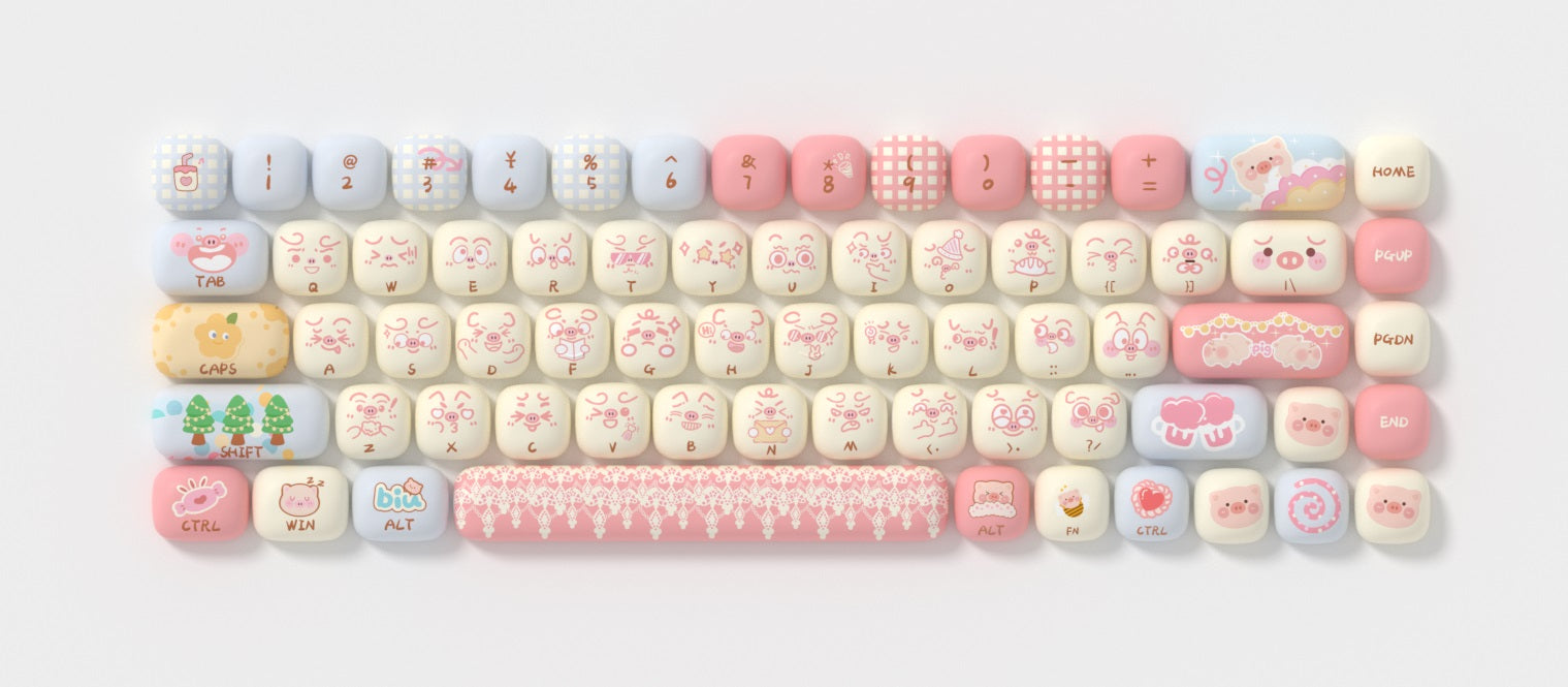 Akko Piggy Party 139 Key MOG Profile Dye Sub PBT Keycap Set MKH37DSFLK |70480|