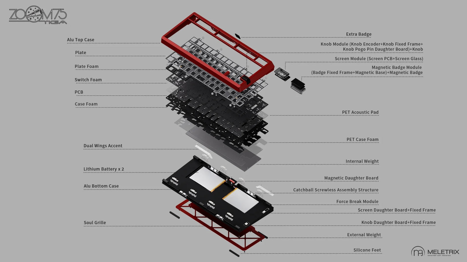 Meletrix Zoom75 Tiga Barebones DIY Kit MKKNI6F1VP |72045|