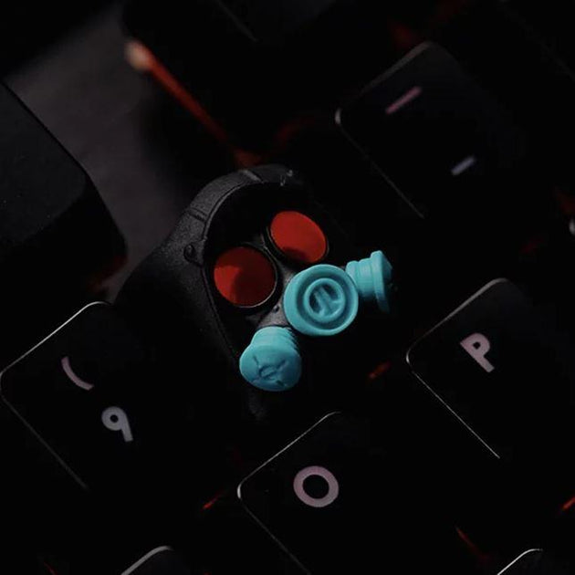 Project Gunship Key Keyboard Hot Keys Project HKP Specter Black x Aqua Green Artisan Keycap
