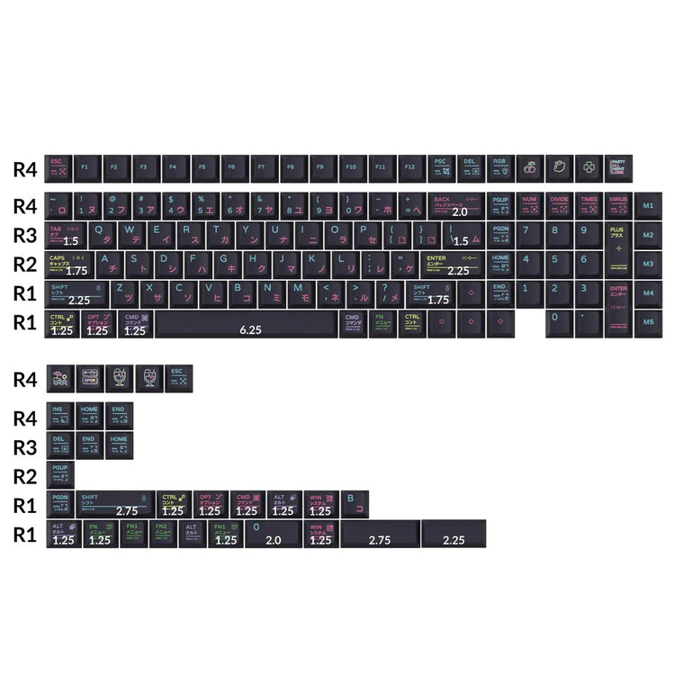 Keychron Neon Night 140 Key Cherry Profile Dye Sub PBT Keycap Set MKD4SFPNGV |0|