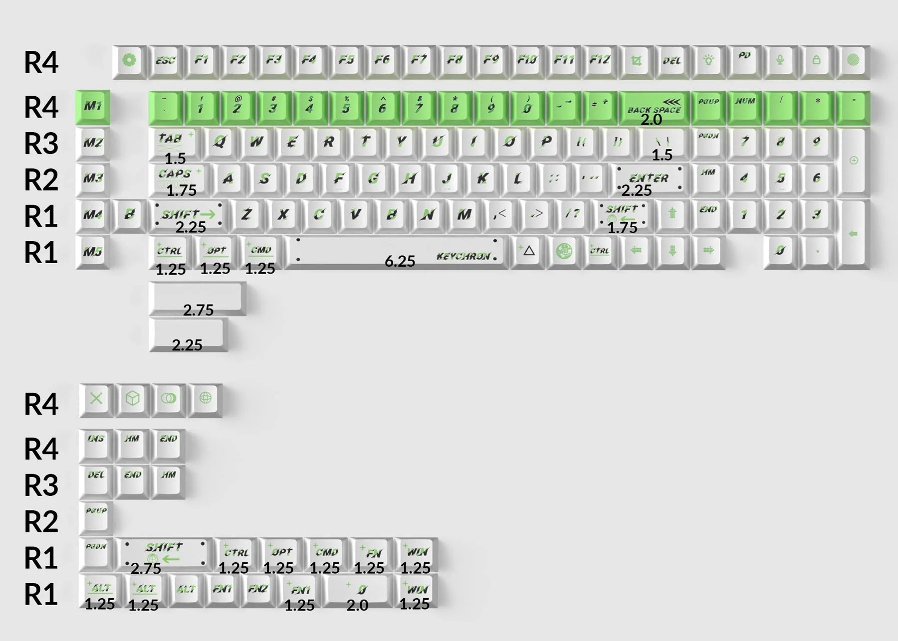 Keychron Green Pulsation 140 Key Cherry Profile Dye Sub PBT Keycap Set MKUBLVL74T |0|