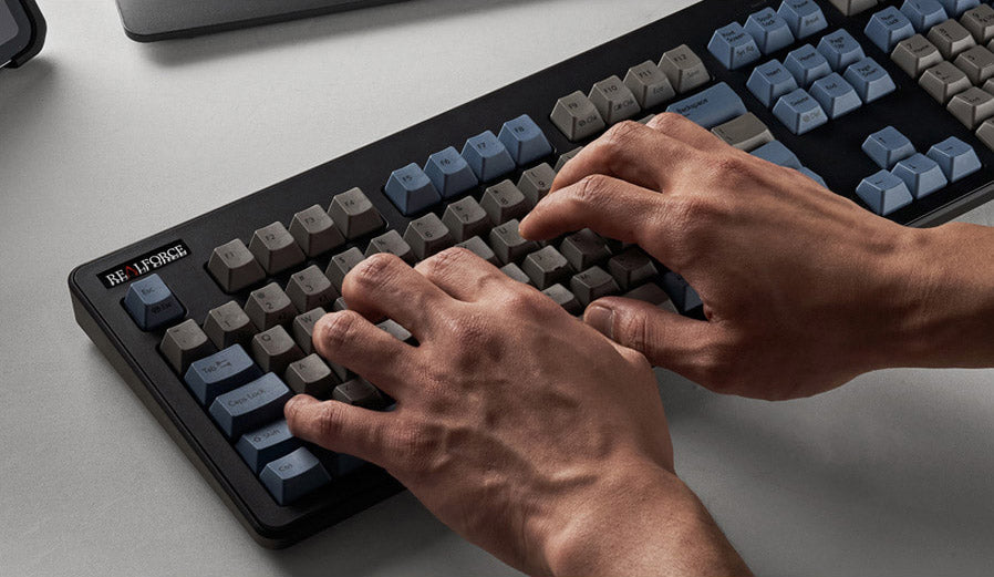 R1 R2 R3 Keyboard Topre Realforce R3 Grey / Blue Wireless Keyboard