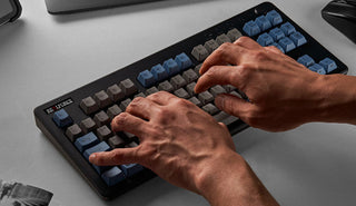 Realforce R3 Grey / Blue TKL Wireless Dye Sub PBT Keyboard keyboard image