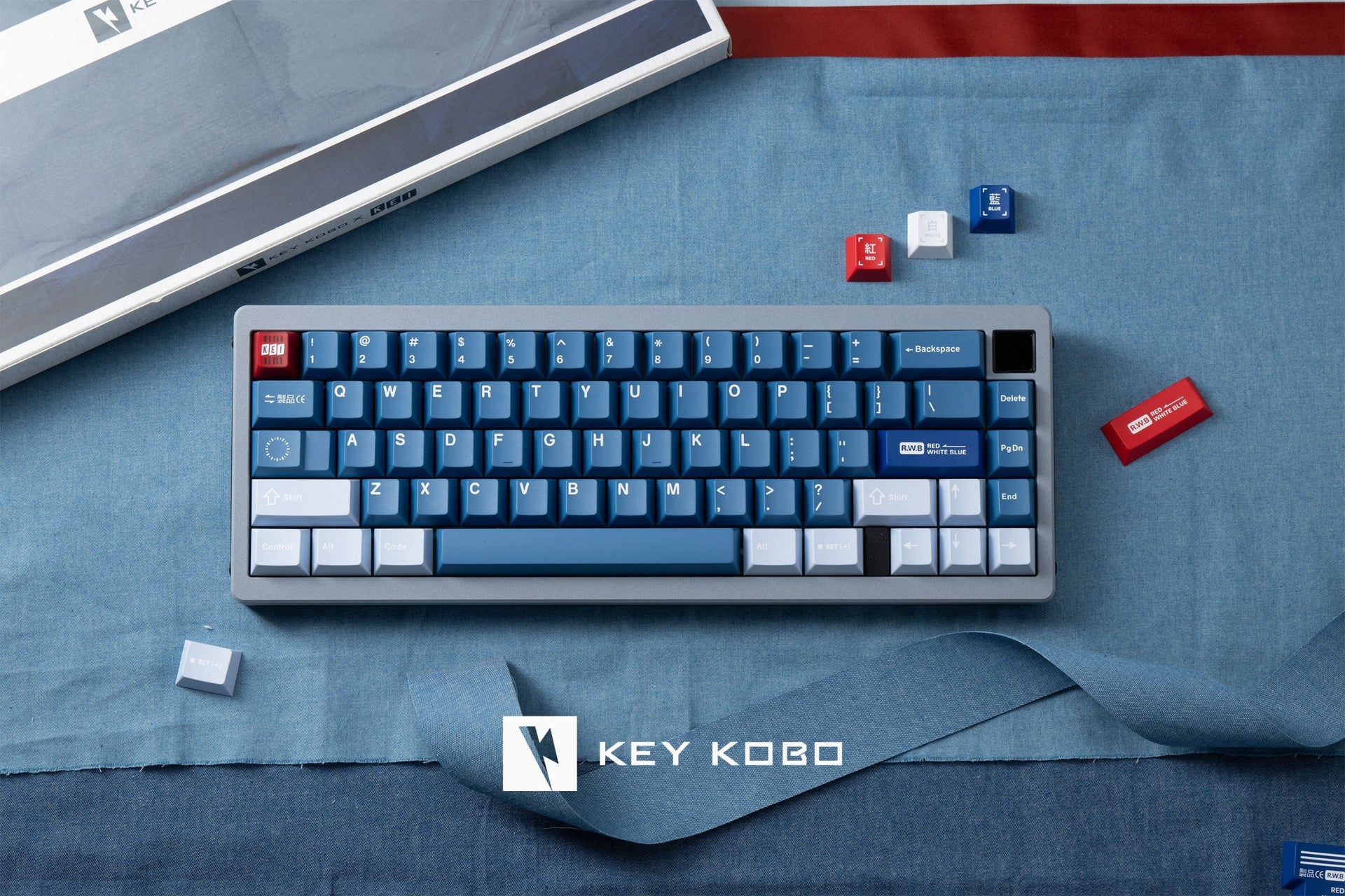Key Kobo R.W.B. Cherry Profile Double Shot PBT * Keycap Set MKZ50RY7FA |73769|