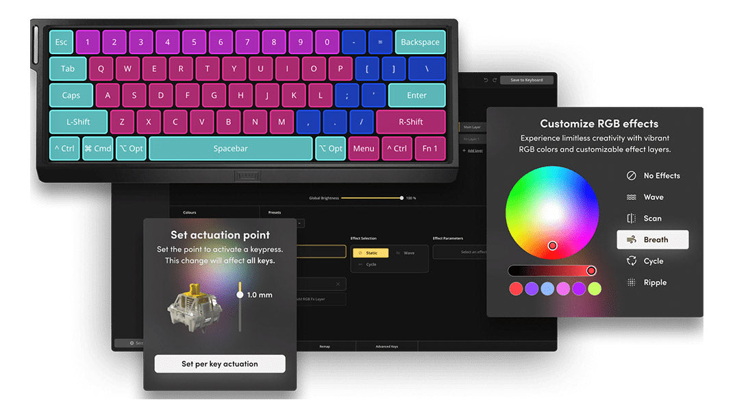 Wooting 80HE Magnetic 75% Hotswap RGB Keyboard MK8LGDSWW7 |75381|