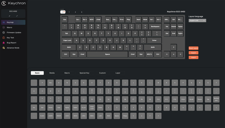 Keychron B33 TKL Wireless Low Profile Keyboard MK60K0L6UI |76529|