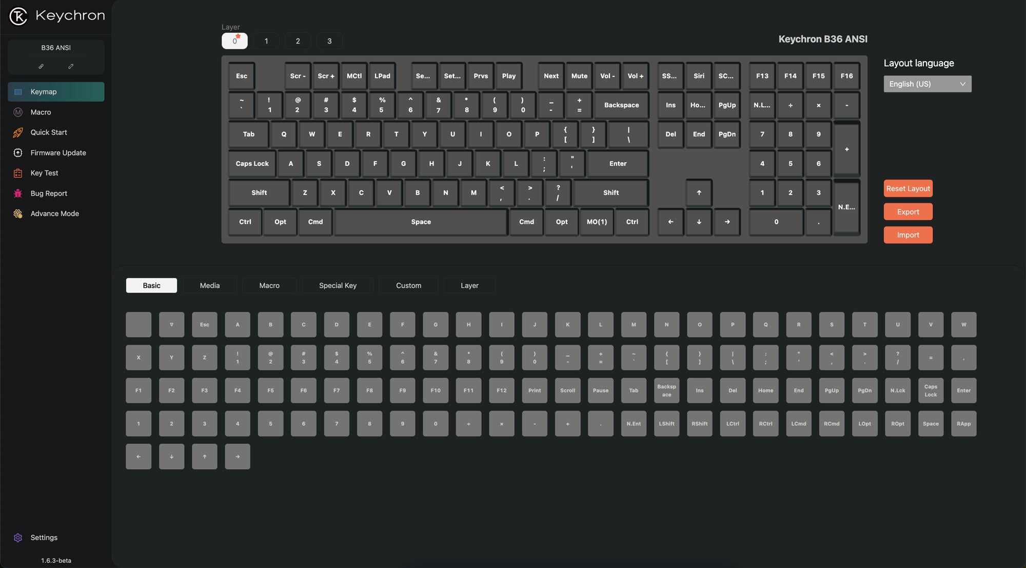 Keychron B36 Wireless Low Profile Keyboard MKW3UBMQIT |76537|