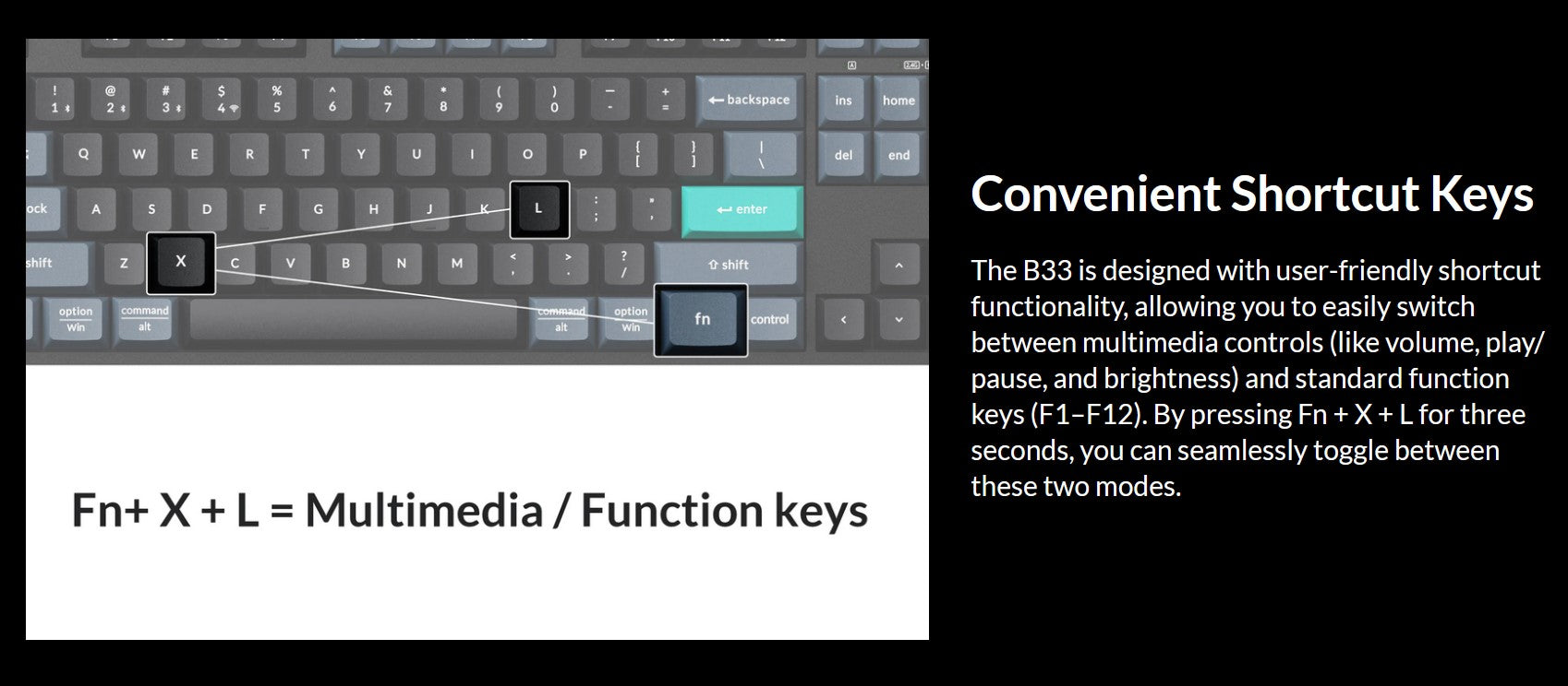 Keychron B36 Wireless Low Profile Keyboard MKW3UBMQIT |76539|