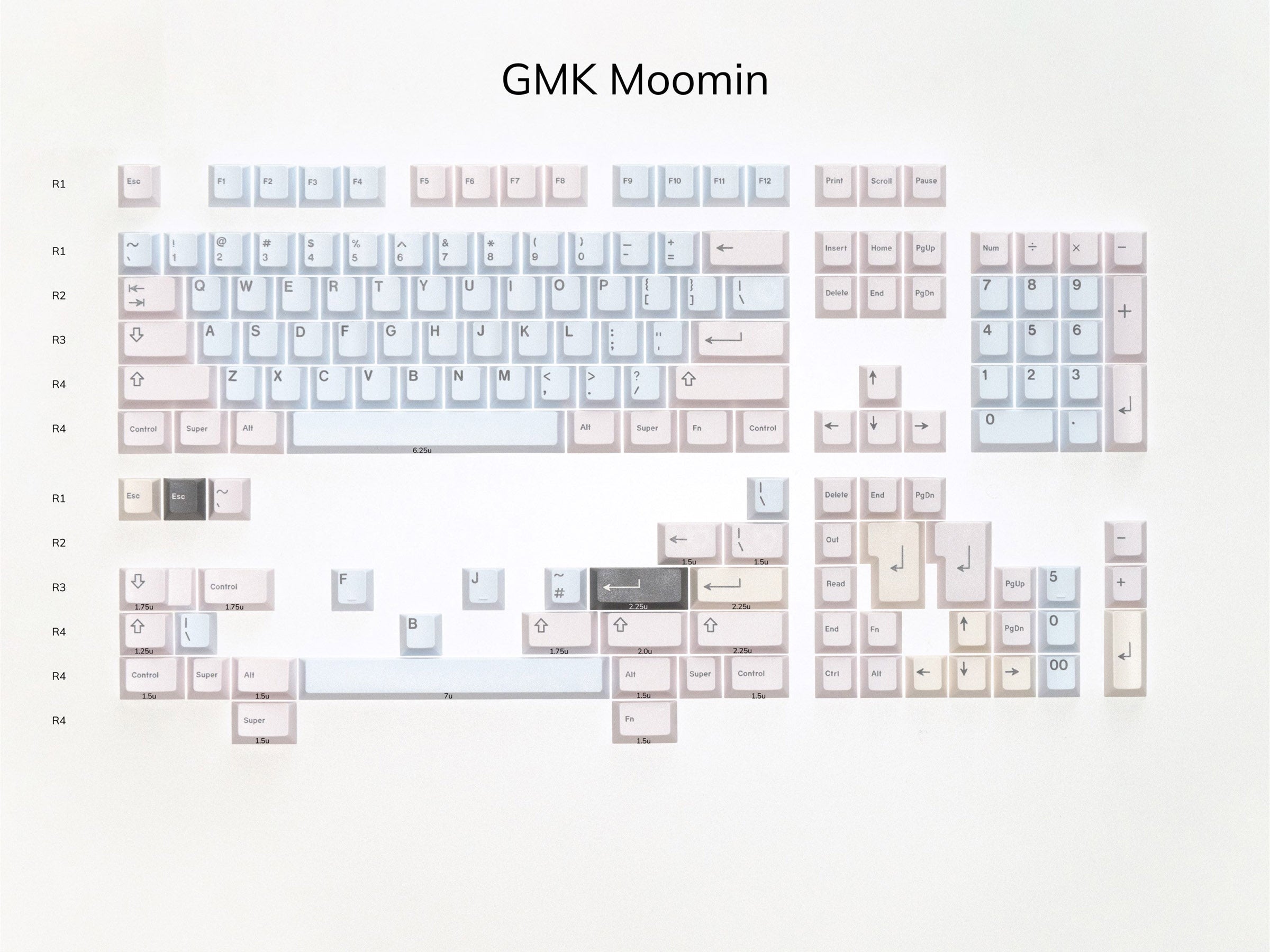 GMK Moomin Base 155 Key Cherry Profile Double Shot ABS Keycap Set MKMHNBH6EY |0|