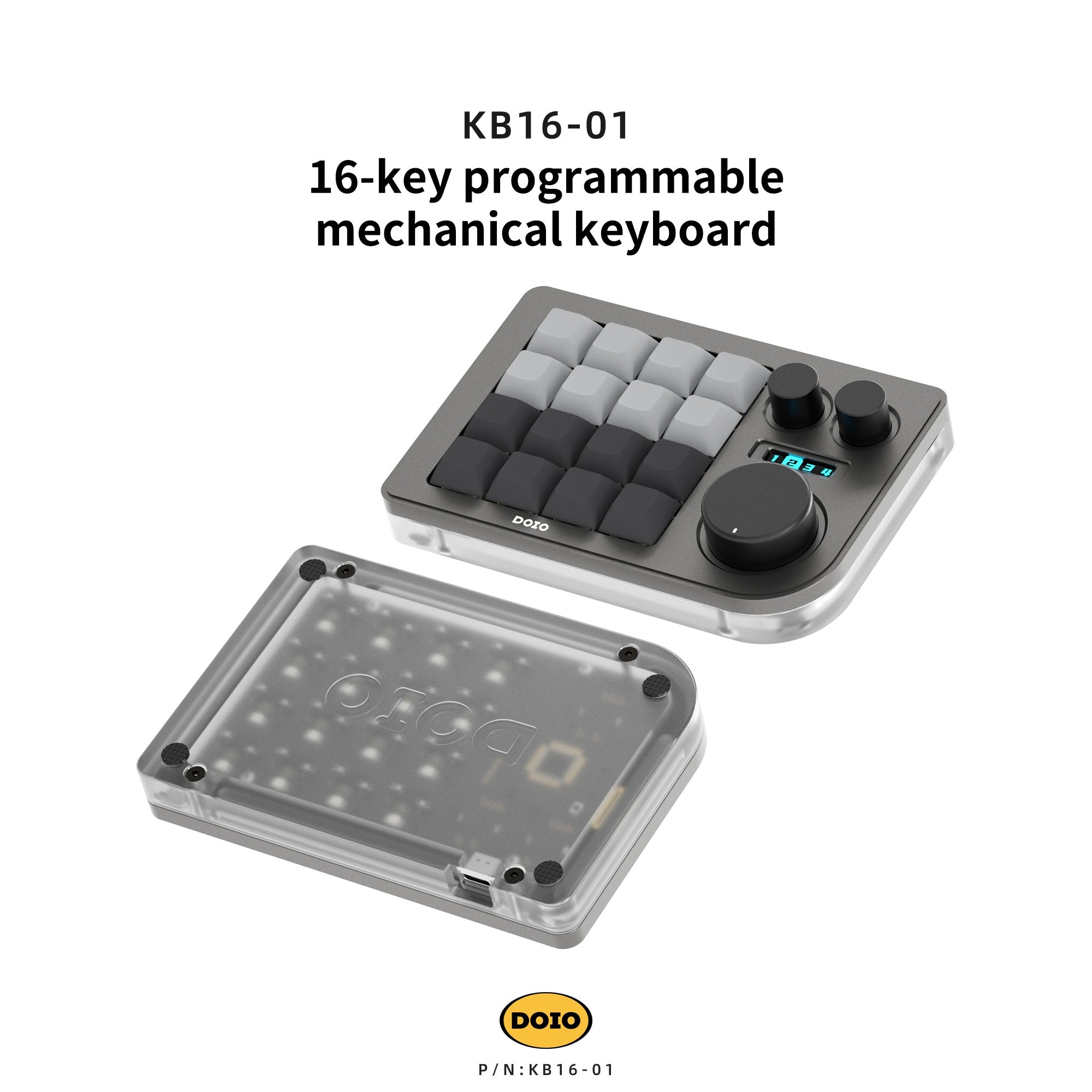 DOIO KB16 Triple Knob Macro Pad Keyboard MKTXE3U9Z9 |26216|