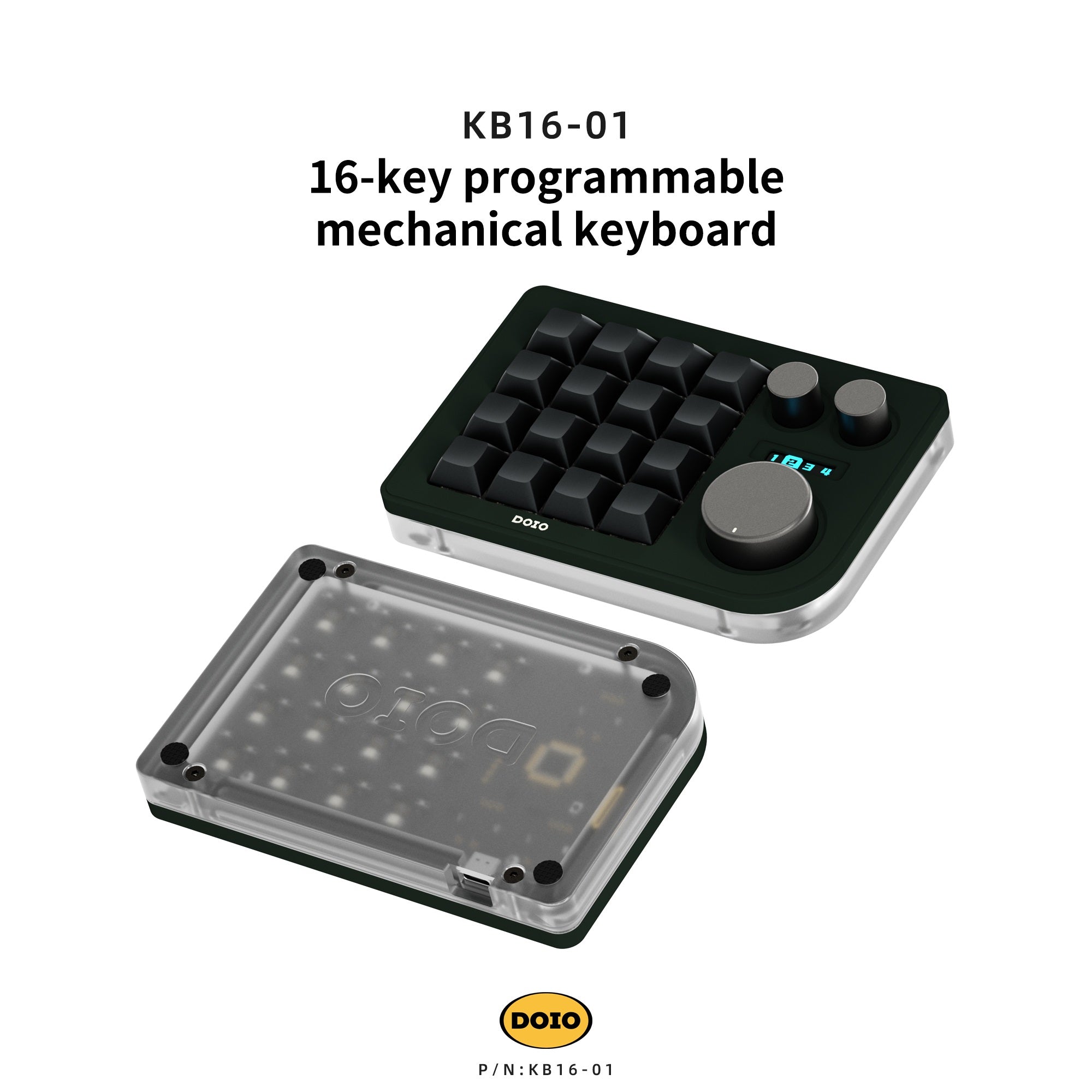 DOIO KB16 Triple Knob Macro Pad Keyboard MKTXE3U9Z9 |26219|