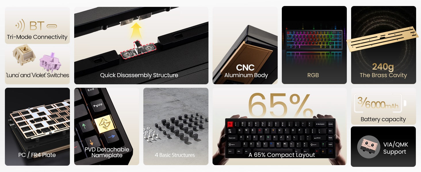 WOBKEY Zen 65 * Aluminum Wireless Keyboard MK0CF8LSND |77202|