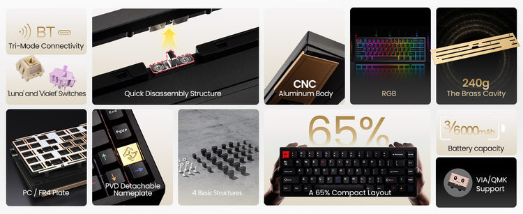 WOBKEY Zen 65 * Aluminum Wireless Keyboard MK0CF8LSND |77202|