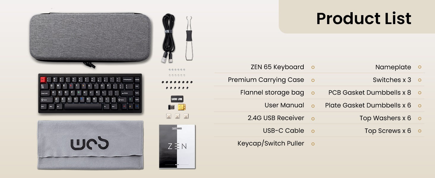 WOBKEY Zen 65 * Aluminum Wireless Keyboard MK0CF8LSND |77205|