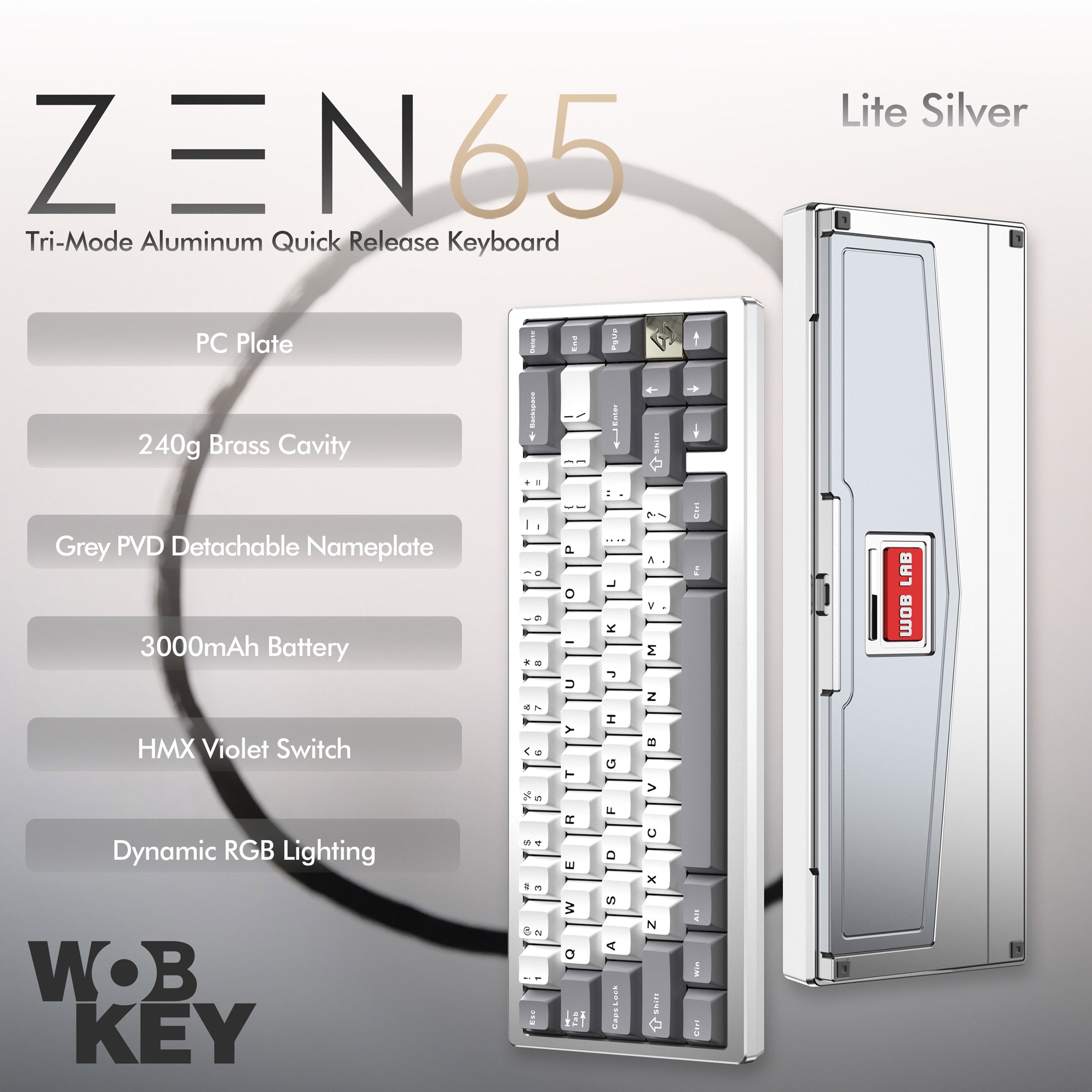 Wobkey ZEN65　Ultra WOBKEY Zen65 Mechanical Keyboard – Premium 65% RGB, Hot-Swappable