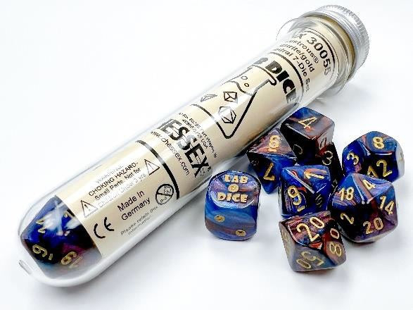 Chessex Lab Dice Lustrous Azurite / Gold Polyhedral 7 Dice Set 30055 MKAVIAB015 |0|