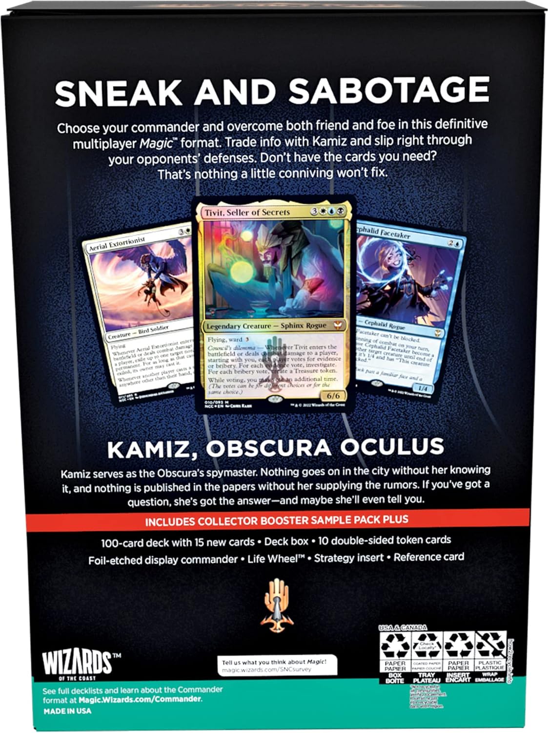 Magic The Gathering Streets of New Capenna Commander Deck Obscura Operation MKRPCGAI0P |76580|