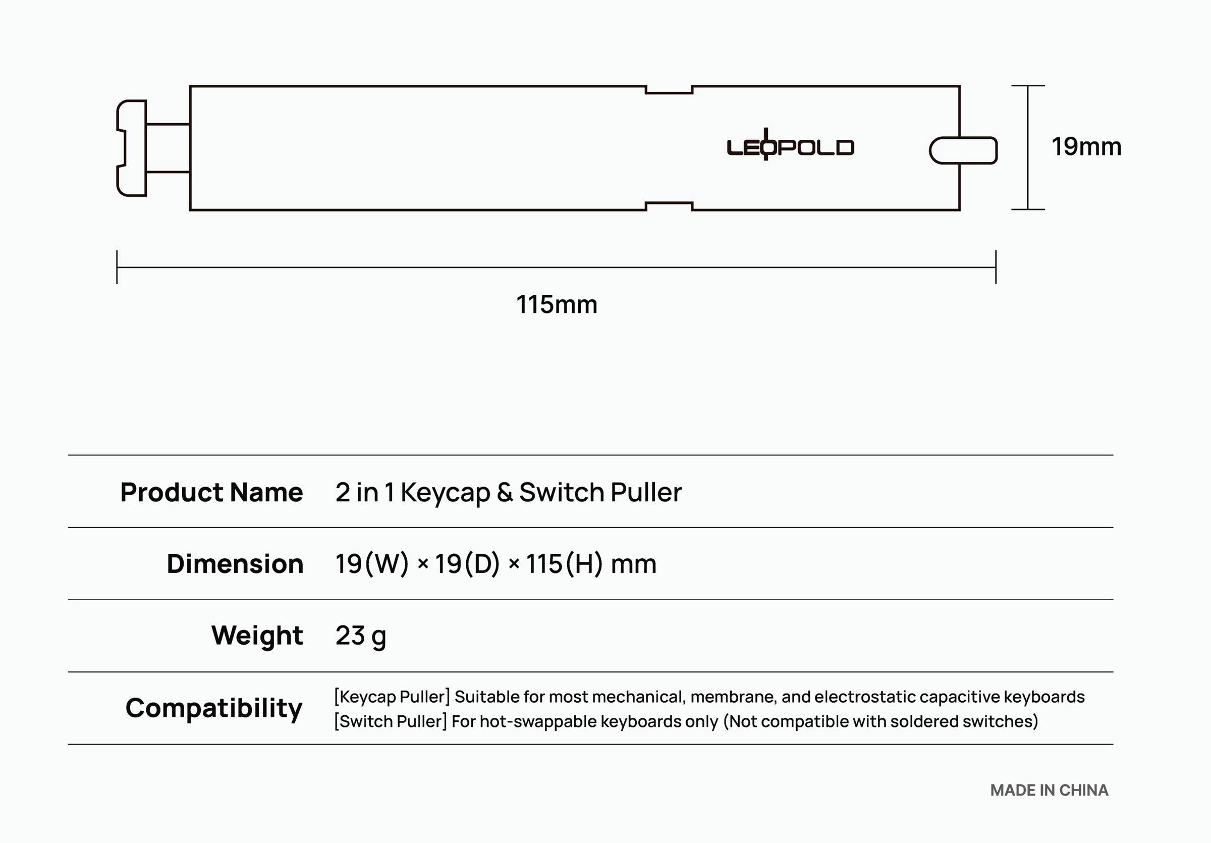 Leopold 2 in 1 Keycap and Switch Puller MK4DF4PHI6 |77742|