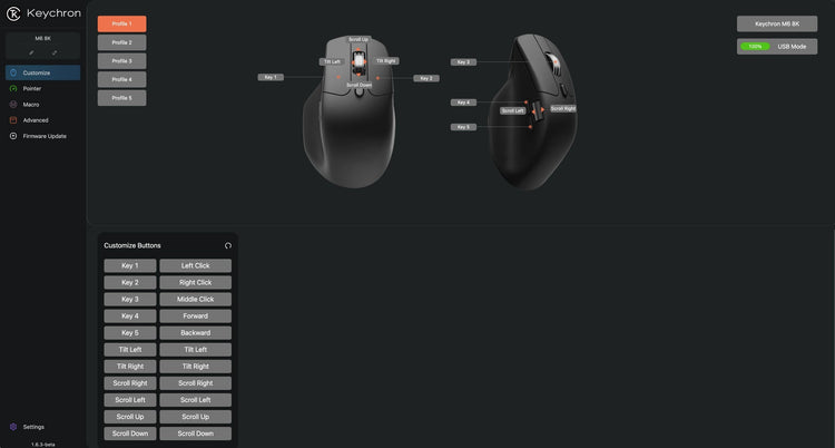 Keychron M6 All Silent * Wireless 8K Steel Scroll Wheel Mouse MK6MGHISF2 |77145|