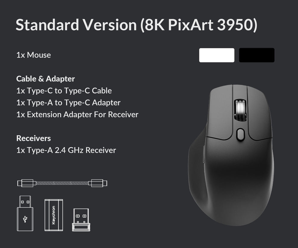 Keychron M6 All Silent * Wireless 8K Steel Scroll Wheel Mouse MK6MGHISF2 |77143|