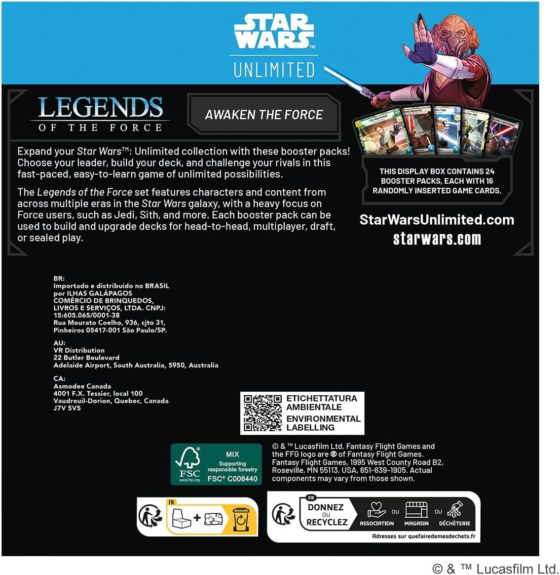 Star Wars Unlimited Legends of the Force Booster Pack Display MKG7PFQ7SF |77209|
