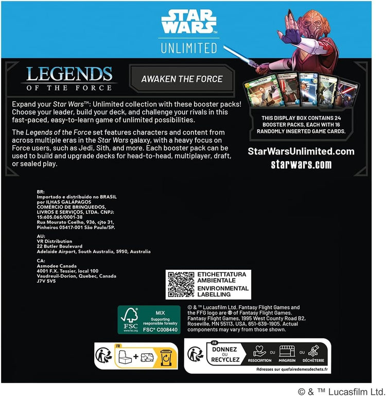 Star Wars Unlimited Legends of the Force Booster Pack Display MKG7PFQ7SF |77209|
